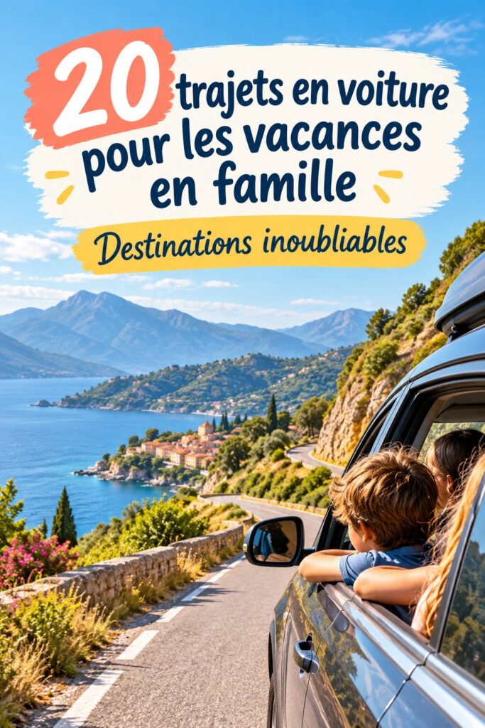 Famille heureuse en road trip d'été avec une carte routière dans la voiture
