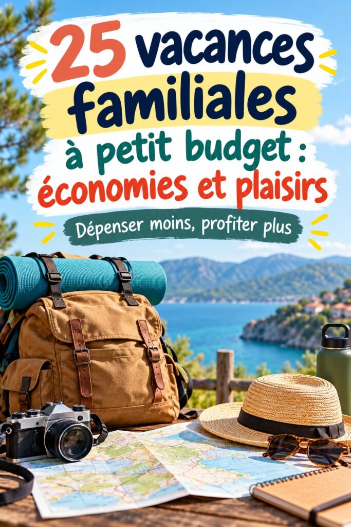 Famille heureuse en vacances sur une plage abordable avec des activités économiques.