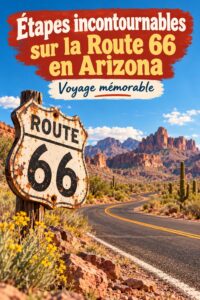 Vue panoramique d'un arrêt emblématique sur la Route 66 en Arizona.