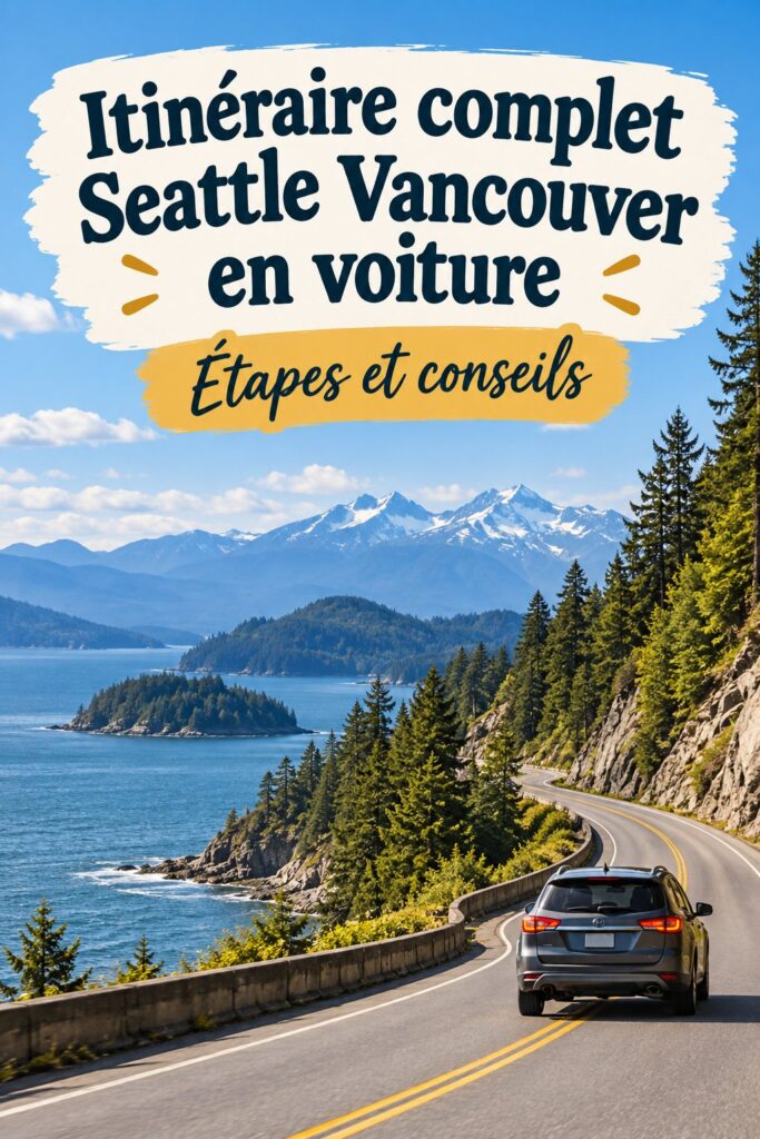 Vue sur la route de Seattle à Vancouver avec des paysages verdoyants