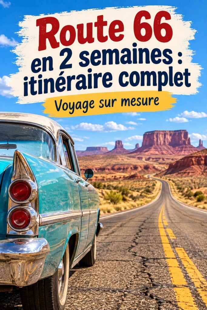 Carte de l'itinéraire de la Route 66 avec des destinations familiales