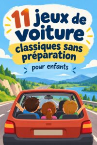 Une maman joue à des jeux de voiture classiques avec ses enfants en voyage.