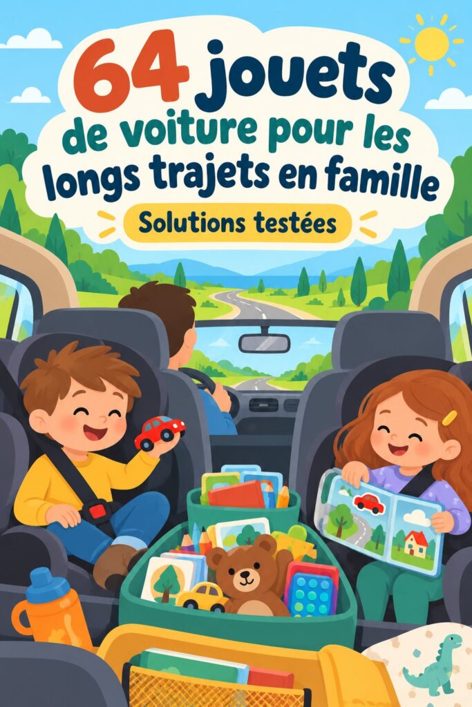 Enfant jouant avec des jouets dans une voiture pendant un voyage en famille