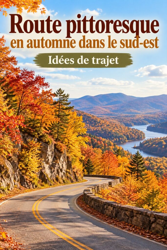 Un paysage automnal coloré dans le Sud-Est des États-Unis, idéal pour un road trip en famille.
