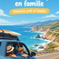 Famille en train de profiter d'un road trip sur la Côte Pacifique devant un paysage à couper le souffle.