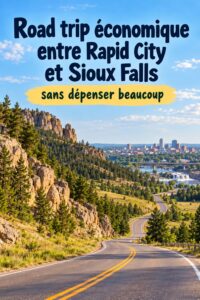 Des paysages pittoresques le long de la route entre Rapid City et Sioux Falls, parfaits pour un road trip économique.