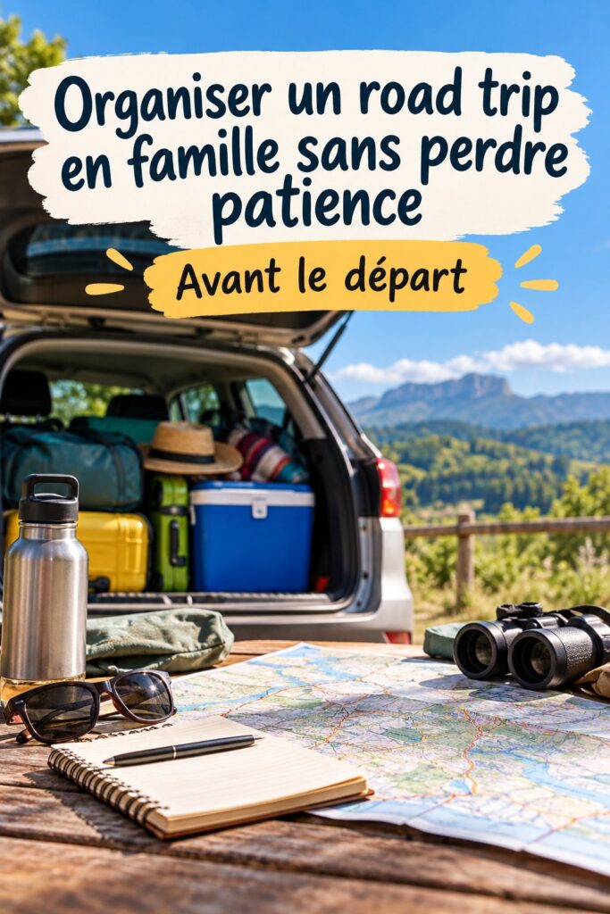 Une famille souriante lors d'un road trip, montrant l'importance de la convivialité en voyage.