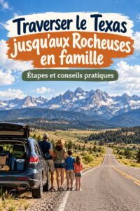 Famille heureuse sur la route vers les Rocheuses
